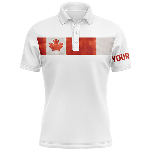 Canada flag white Mens golf polo shirts custom patriotic golf tops for mens, personalized golf gifts NQS5935