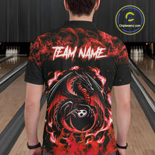 Load image into Gallery viewer, Black and Red Flame Dragon bowling shirts for Men Custom Bowling Team Jersey, gift for Bowler NQS10245