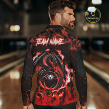 Load image into Gallery viewer, Black and Red Flame Dragon bowling shirts for Men Custom Bowling Team Jersey, gift for Bowler NQS10245