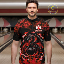 Load image into Gallery viewer, Black and Red Flame Dragon bowling shirts for Men Custom Bowling Team Jersey, gift for Bowler NQS10245