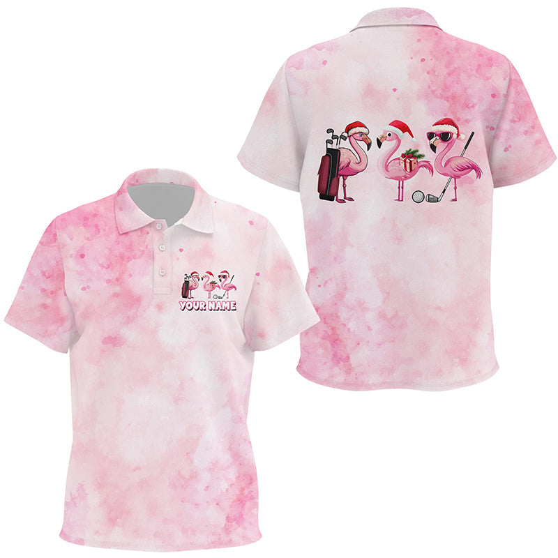 Pink Flamingo Christmas Kid golf polo shirts custom Christmas golf shirts for kid, golf gifts NQS8243