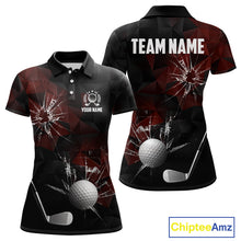 Load image into Gallery viewer, Black and Red Camo Broken golf ball Women Golf polo shirts Custom Team Golf attire for ladies NQS10449