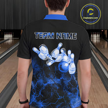 Load image into Gallery viewer, Personalized Men&#39;s bowling shirts Blue lightning Bowling Ball Pins bowling jerseys for Bowler NQS10633