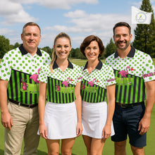 Load image into Gallery viewer, Green shamrock pattern flamingo Men golf polo shirts Custom St Patrick's Day golf outfit for men NQS11246