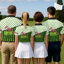Load image into Gallery viewer, Green shamrock pattern flamingo Men golf polo shirts Custom St Patrick's Day golf outfit for men NQS11246