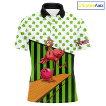 Load image into Gallery viewer, Green shamrock pattern flamingo Bowling shirts for Men Custom St Patrick's Day Team bowling outfit NQS11247