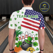 Load image into Gallery viewer, American Flag St Patrick's Day Clover Bowling polo, 1/4 zip shirt for men Custom team bowling jersey NQS11452