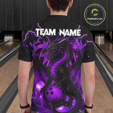 Load image into Gallery viewer, Custom Black and Purple Lightning Thunder Skull Dragon Bowling Shirts For Men, Team Bowling Jerseys NQS11641