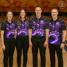 Load image into Gallery viewer, Custom Black and Purple Lightning Thunder Skull Dragon Bowling Shirts For Men, Team Bowling Jerseys NQS11641