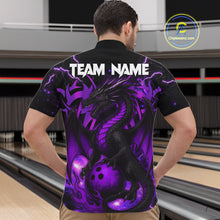 Load image into Gallery viewer, Custom Black and Purple Lightning Thunder Skull Dragon Bowling Shirts For Men, Team Bowling Jerseys NQS11641