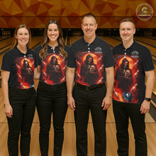 Load image into Gallery viewer, Black &amp; Orange Lightning Thunder Moon Reaper Bowling Shirt For Women Custom Skull Team Bowling Jersey NQS11643
