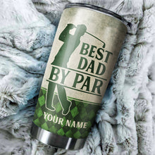 Load image into Gallery viewer, Green argyle pattern Best Dad By Par Custom Tumbler Cup personalized father&#39;s day golf gifts for dad NQS9867
