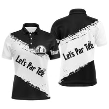 Load image into Gallery viewer, Black and white Mens golf polo shirts custom name let&#39;s par tee best mens golf wear NQS5454