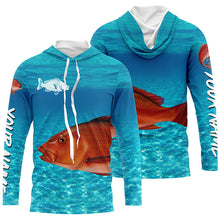 Load image into Gallery viewer, Red Snapper fishing blue water camo Custom sun protection long sleeve fishing shirt for men, women NQS5729