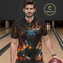 Load image into Gallery viewer, Personalized Orange Flame Thunder Lightning Cobra Snake Bowling Shirt For Men, Bowling Team Jerseys NQS10641