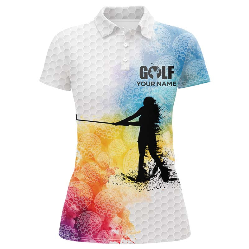 White golf ball skin Women golf polo shirts custom golf top for ladies golfer gifts | Colorful NQS8710