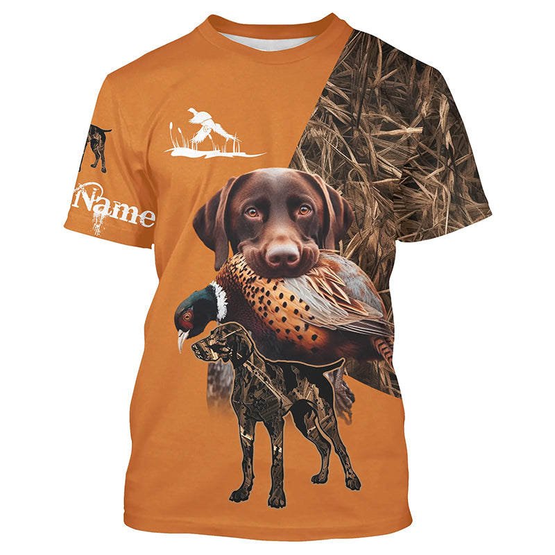 Pheasant Hunting with German Shorthaired Pointer GSP Custom Camo Full Printing Shirts, Hunting Gifts NQS2636