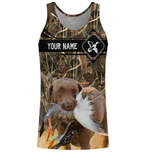 Duck Hunting with Chesapeake Bay Retriever waterfowl camo Shirts, Personalized Duck Hunting Gifts FSD3721