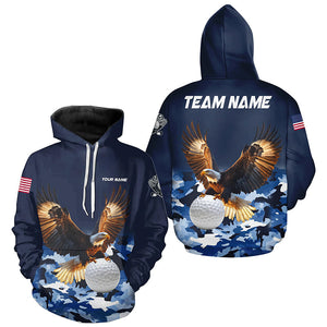 Blue Camo Eagle Golf Ball Golf Hoodies personalized patriotic golf hoodie custom golf wear NQS9171