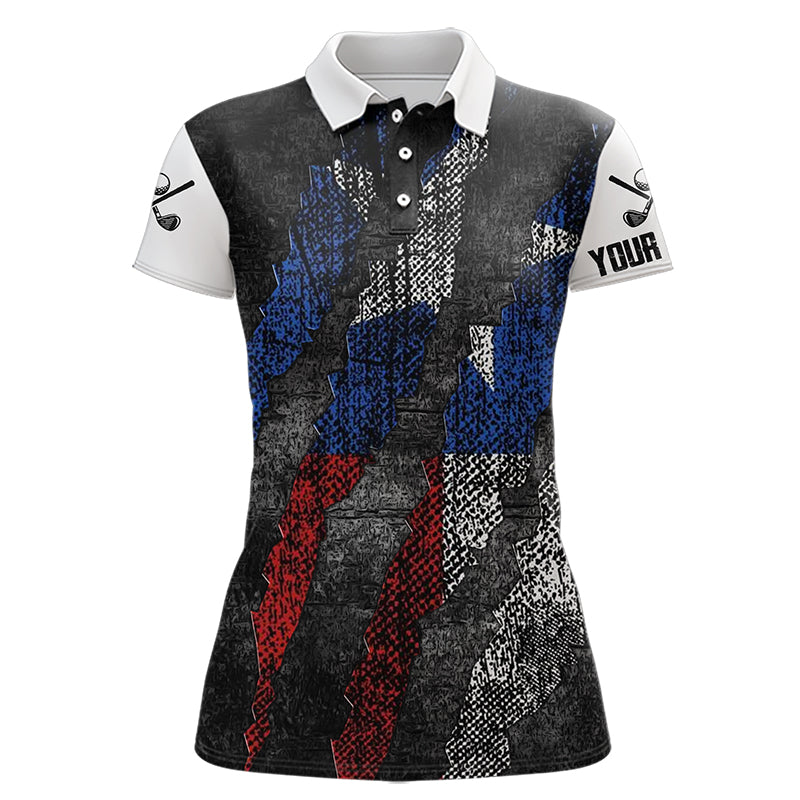 Black and White Grunge Texas Flag Women golf polo shirts custom Patriotic golf apparel for women NQS9377