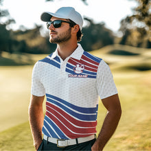 Load image into Gallery viewer, Red, White and Blue Pattern Men golf polo shirts custom Patriotic golf wear for mens NQS9381