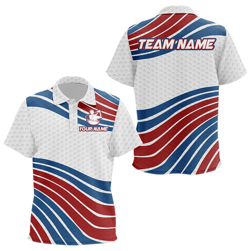 Red, White and Blue Pattern Kid golf polo shirts custom Patriotic golf wear for children NQS9381