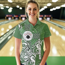 Load image into Gallery viewer, Green Irish Tribal Cross St Patrick&#39;s Day Women bowling shirts Custom Lucky Bowling Team Jerseys NQS9382