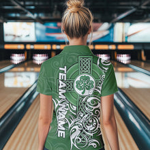 Load image into Gallery viewer, Green Irish Tribal Cross St Patrick&#39;s Day Women bowling shirts Custom Lucky Bowling Team Jerseys NQS9382