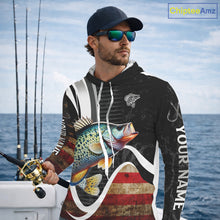 Load image into Gallery viewer, Personalized professional Crappie fishing shirts American Flag patriotic Crappie fishing jerseys NQS11460