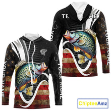 Load image into Gallery viewer, Personalized professional Crappie fishing shirts American Flag patriotic Crappie fishing jerseys NQS11460