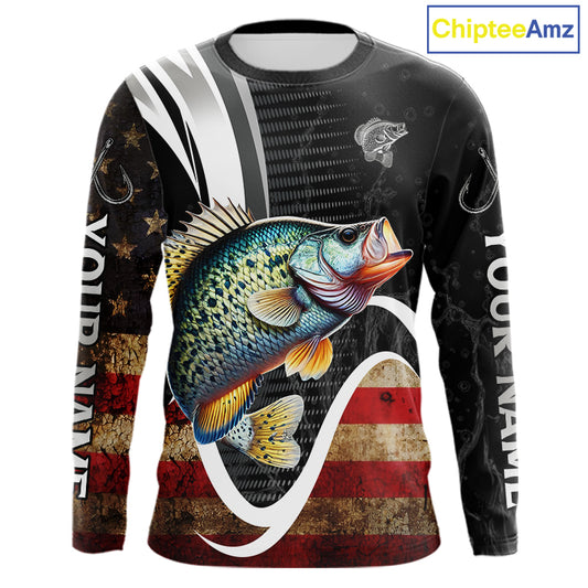 Personalized professional Crappie fishing shirts American Flag patriotic Crappie fishing jerseys NQS11460