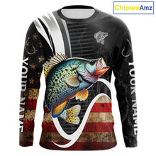 Load image into Gallery viewer, Personalized professional Crappie fishing shirts American Flag patriotic Crappie fishing jerseys NQS11460