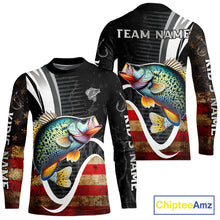Load image into Gallery viewer, Personalized professional Crappie fishing shirts American Flag patriotic Crappie fishing jerseys NQS11460