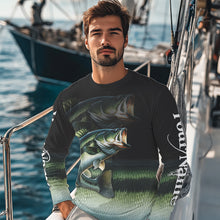 Load image into Gallery viewer, Largemouth Bass fishing green scales Custom sun protection Bass fishing jerseys, custom fishing gifts NQS9686