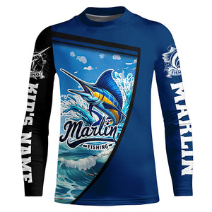 Marlin Fishing Blue UV Protection Long sleeve Fishing shirts Custom Marlin Fishing apparel NQS289