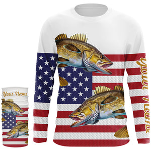 Walleye Fishing American Flag patriotic Customize All over print shirts, 4th of July fishing shirt NQS460