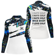 Load image into Gallery viewer, Funny golf I hate golf nice shot I love golf camo women golf polo shirt custom womens golf clothing NQS7821