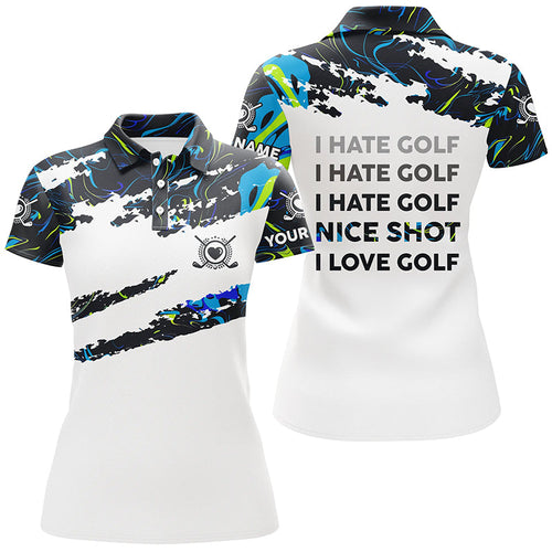 Funny golf I hate golf nice shot I love golf camo women golf polo shirt custom womens golf clothing NQS7821