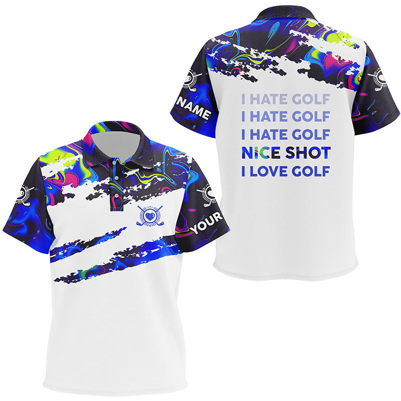 Funny Kid golf polo shirts I hate golf nice shot I love golf custom camo Kid golf clothing NQS7822