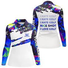 Load image into Gallery viewer, Funny women golf polo shirt I hate golf nice shot I love golf custom camo womens golf clothing NQS7822