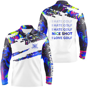 Funny Mens golf polo shirts I hate golf nice shot I love golf custom camo mens golf clothing NQS7822