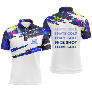 Funny Mens golf polo shirts I hate golf nice shot I love golf custom camo mens golf clothing NQS7822