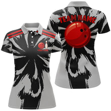 Load image into Gallery viewer, Black and Gray bowling Polo, Quarter Zip Shirt for Women Custom Red bowling ball Team Bowling jerseys NQS8057