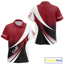 Load image into Gallery viewer, Kid golf polo shirts custom name red and white golf shirt, tournament golf tops for Kid NQS10259