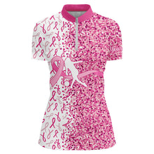Load image into Gallery viewer, Pink glitter ribbon Bowling Shirts For Women Custom Breast cancer bowling shirts gift for bowlers NQS8261