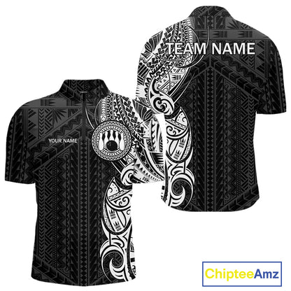 Black and White Tribal pattern Men Bowling Shirt Custom Bowling outfit men Team bowling league jersey NQS10648