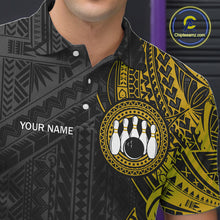 Load image into Gallery viewer, Black and Yellow Tribal pattern Men Bowling Shirt Custom Bowling outfit men Team bowling jersey NQS10650