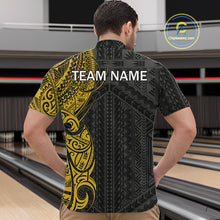 Load image into Gallery viewer, Black and Yellow Tribal pattern Men Bowling Shirt Custom Bowling outfit men Team bowling jersey NQS10650