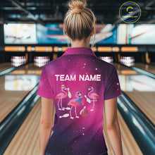 Load image into Gallery viewer, Funny Flamingo Team bowling shirts for Women custom Pink Galaxy pattern bowling jerseys for bowlers NQS10883
