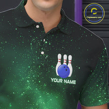 Load image into Gallery viewer, Funny Flamingo Team bowling shirts for Men custom Green Galaxy pattern bowling jerseys for bowlers NQS10884